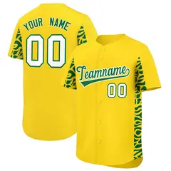 Gold Kelly Green Leopard Graffiti Side Baseball Jersey 1