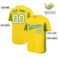 Gold Kelly Green Leopard Graffiti Side Baseball Jersey 2