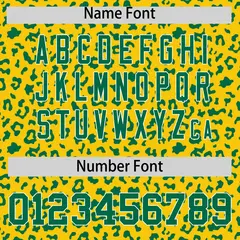 Gold Kelly Green Leopard Print Varsity Letterman Jacket Hoodie 6