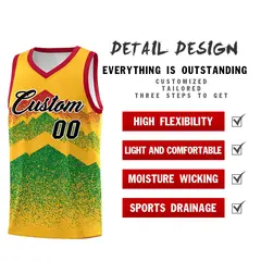 Gold Kelly Green Mountain Fade Gradient Basketball Jersey 2