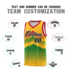 Gold Kelly Green Mountain Fade Gradient Basketball Jersey 4