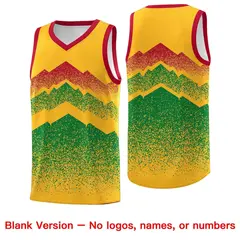 Gold Kelly Green Mountain Fade Gradient Basketball Jersey 6