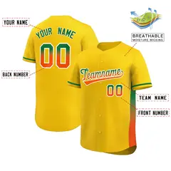 Gold Kelly Green-Orange Gradient Side Baseball Jersey 2