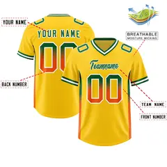 Gold Kelly Green Orange Gradient Sides Football Jersey 2