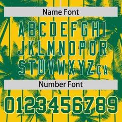 Gold Kelly Green Pinstripe Coconut Tree Baseball Jersey 4