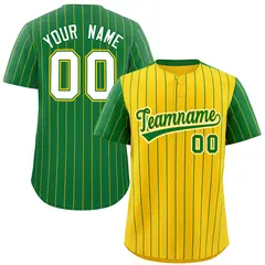 Gold Kelly Green Pinstripe Raglan Baseball Jersey