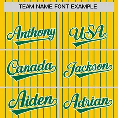Gold Kelly Green Pinstripe Two-Tone Baseball Jersey 3