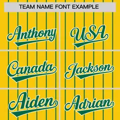 Gold Kelly Green Pinstripe Two-Tone Baseball Jersey 3