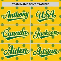 Gold Kelly Green Polka Dot Graffiti Baseball Jersey 3