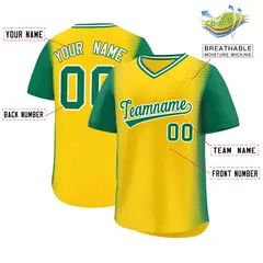 Gold Kelly Green Raglan Pullover Baseball Jersey 2