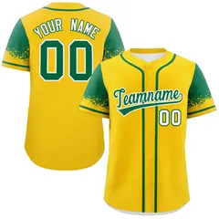 Gold Kelly Green Raglan Sleeves Authentic Baseball Jersey
