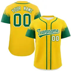 Gold Kelly Green Raglan Sleeves Authentic Baseball Jersey