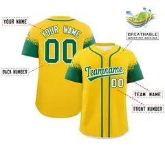 Gold Kelly Green Raglan Sleeves Authentic Baseball Jersey 2