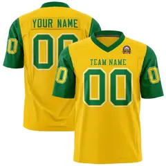 Gold Kelly Green Raglan Sleeves Authentic Football Jersey 1
