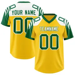 Gold Kelly Green Raglan Sleeves Football Jersey
