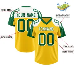 Gold Kelly Green Raglan Sleeves Football Jersey 2