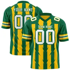 Gold Kelly Green Razr Stripe Graffiti Pattern Flag Football Jersey
