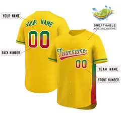 Gold Kelly Green-Red Gradient Side Baseball Jersey 2