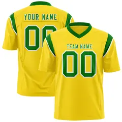 Gold Kelly Green Shoulder Cut Two-Tone Flag Football Jersey