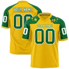 Gold Kelly Green Shoulder Star Pattern Flag Football Jersey 1