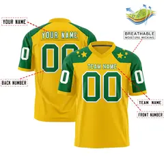 Gold Kelly Green Shoulder Star Pattern Flag Football Jersey 2