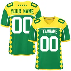 Gold Kelly Green Side Blocks Raglan Football Jersey