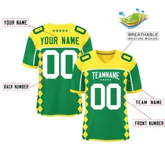 Gold Kelly Green Side Blocks Raglan Football Jersey 2
