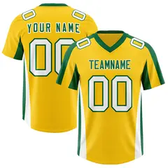 Gold Kelly Green Side Stripe Athletic Football Jersey 1