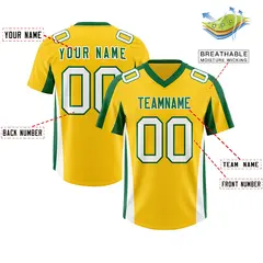 Gold Kelly Green Side Stripe Athletic Football Jersey 2