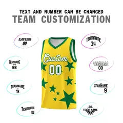 Gold Kelly Green Star Graffiti Basketball Jersey Sets 4