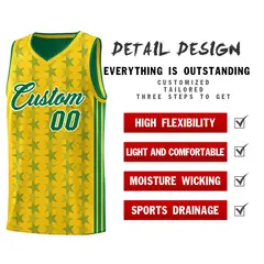 Gold Kelly Green Star Graffiti Basketball Jersey 2