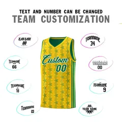 Gold Kelly Green Star Graffiti Basketball Jersey 4