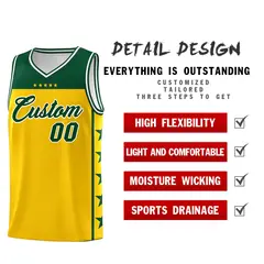 Gold Kelly Green Star Pattern Basketball Jersey 2
