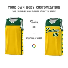 Gold Kelly Green Star Pattern Basketball Jersey 3