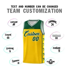 Gold Kelly Green Star Pattern Basketball Jersey 4