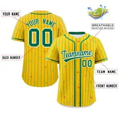 Gold Kelly Green Star Pattern Stripe Baseball Jersey 2