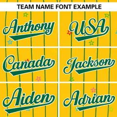 Gold Kelly Green Star Pattern Stripe Baseball Jersey 3