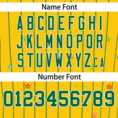 Gold Kelly Green Star Pattern Stripe Baseball Jersey 4