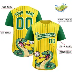 Gold Kelly Green Stripe Animals Graffiti Raglan Baseball Jersey 2