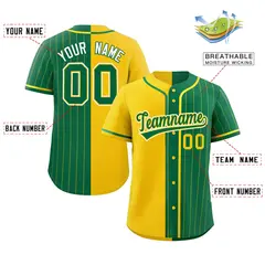 Gold Kelly Green Stripe-Solid Combo Baseball Jersey 2
