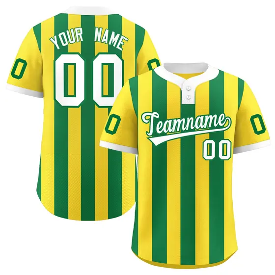 Gold Kelly Green Stripe Two-Button Softball Jersey