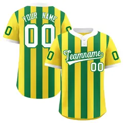 Gold Kelly Green Stripe Two-Button Softball Jersey 1
