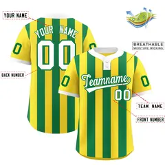 Gold Kelly Green Stripe Two-Button Softball Jersey 2