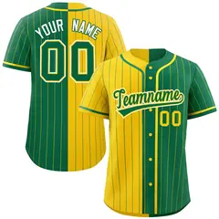 Gold Kelly Green Striped Two Tone Authentic Baseball Jersey 1
