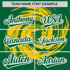 Gold Kelly Green Swirl Graffiti Baseball Jersey 3