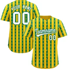 Gold Kelly Green Thick Stripes Star Pattern Baseball Jersey 1