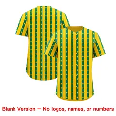 Gold Kelly Green Thick Stripes Star Pattern Baseball Jersey 7