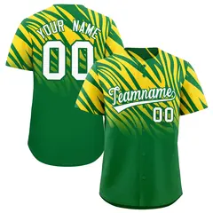 Gold Kelly Green Tiger Stripe Gradient Baseball Jersey 1