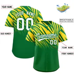 Gold Kelly Green Tiger Stripe Gradient Baseball Jersey 2