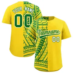 Gold Kelly Green Tribal Split Baseball Jersey 1